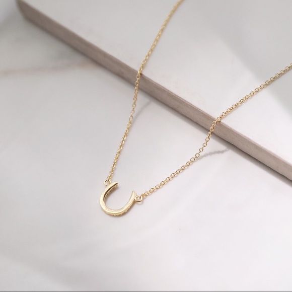 Crystal Horseshoe Necklace | 14k Gold Plated - Picture 5 of 6